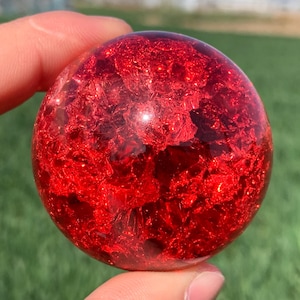 1.9&#39;&#39;+ Magical Red Aura Crackle Sphere,Crystal Glass Ball,quartz Crystal,Crystal Ball,Crystal sphere,Home Decoration Gifts 1pc