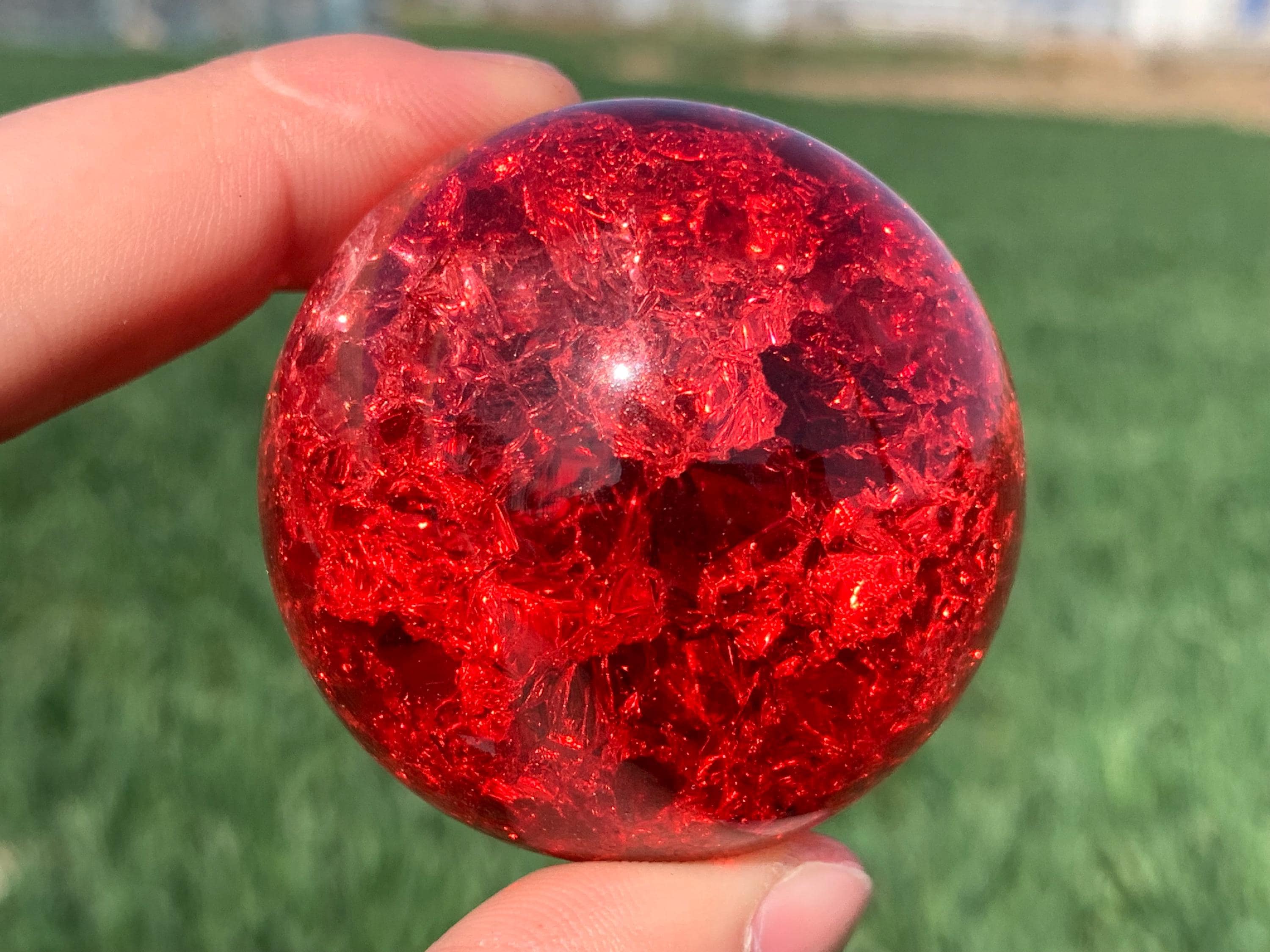1.9''+ Magical Red Aura Crackle Sphere,Crystal Glass Ball,quartz Crystal,Crystal Ball,Crystal sphere,Home Decoration Gifts 1pc