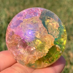 1.9 &#39;&#39;+ Titanium Regenbogen Magische Aura Crackle Sphere, Kristall Glas Ball,Quarz Kristall,Kristallkugel,Kristallkugel,Kristallkugel,Kristallkugel,Kristallkugel, Geschenke 1Stk
