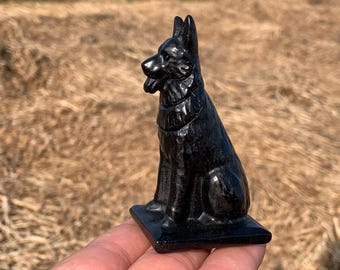 3&#39;&#39;+ Natural Obsidian quartz,quartz crystal,hand carved,Crystal Wolf Dog specimen,Dog skull,Home Decoration Crystal Gifts 1PC