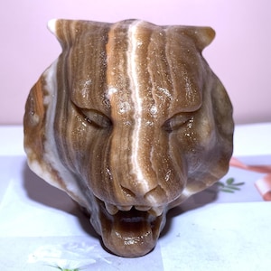 2.2&#39;&#39;+ Natural Agate quartz,quartz crystal,hand carved,Crystal Tiger,Tiger skull,Crystal Gifts 1pc