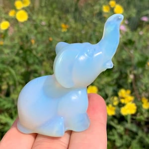 3&#39;&#39;+ Opalite quartz,quartz crystal,hand carved,Crystal Elephant,Elephant skull,Crystal Gifts 1pc