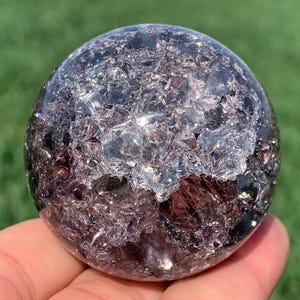 1.9 &#39;&#39;+ Magical Smoky Aura Crackle Sphere, Kristallglas Ball, Quarzkristall, Kristallkugel, Kristallkugel, Dekoration Geschenke 1Stk