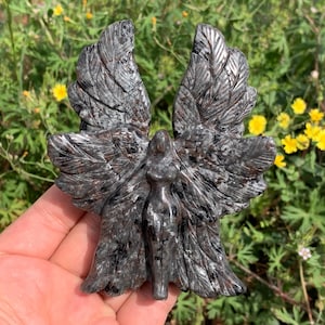 4.7&#39;&#39;+ Natural Yooperlite quartz,quartz crystal,hand carved,Crystal Angel,Angel skull,Crystal Gifts 1PC