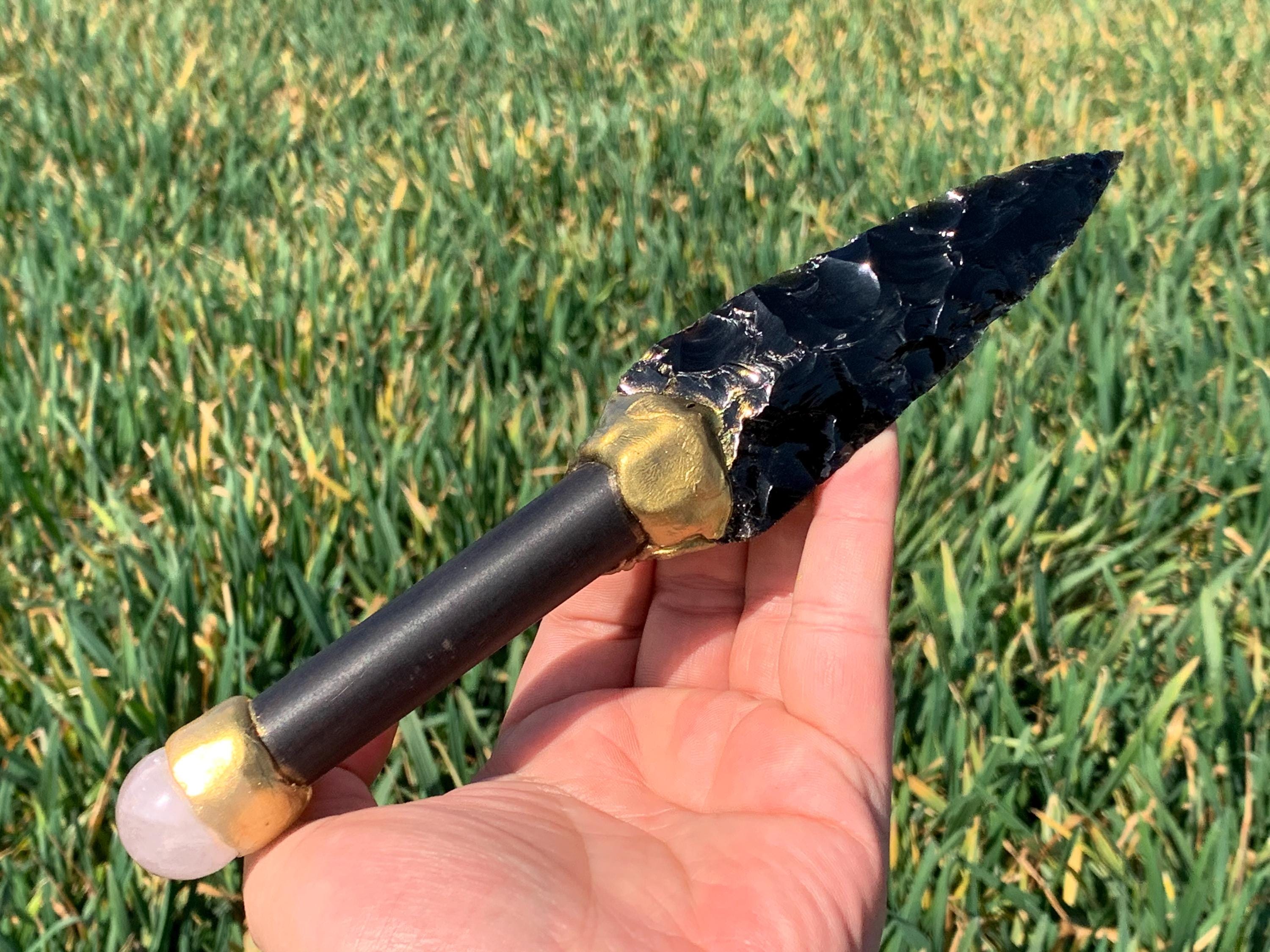 8.4''+ Natural Obsidian quartz,quartz crystal,hand carved,crystal knife,Dagger skull,Crystal specimen,Crystal Gifts 1pc