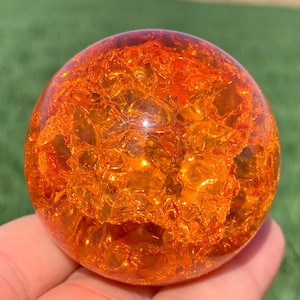 1.9&#39;&#39;+ Magical Orange Aura Crackle Sphere,Crystal Glass Ball,quartz Crystal,Crystal Ball,Crystal sphere,Home Decoration Gifts 1pc