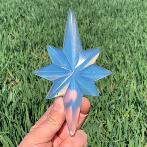 5.5&#39;&#39;+ Opalite quartz,quartz crystal,hand carved,crystal North Star,North Star skull,Home Decoration Crystal Gifts 1pc