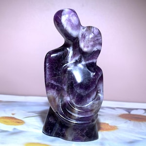 3.5&#39;&#39;+ Natural Dreamy Amethyst quartz,quartz crystal,hand carved,Crystal Couple,Couple skull,Crystal Gifts 1pc