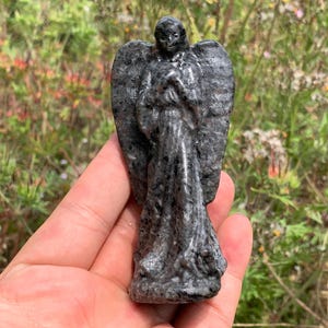 3.9&#39;&#39;+ Natural Yooperlite quartz,quartz crystal,hand carved,Crystal Angel,Angel skull,Crystal Gifts 1pc