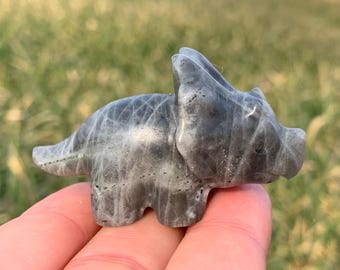 2.1&#39;&#39;+ Natural Labradorite quartz crystal Triceratops skull crystal gifts 1pc