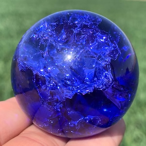 1.9&#39;&#39;+ Magical Blue Aura Crackle Sphere,Crystal Glass Ball,quartz Crystal,Crystal Ball,Crystal sphere,Home Decoration Gifts 1pc