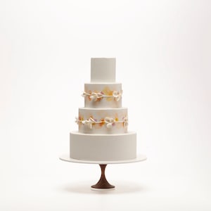 Modern Cake Stand Thin Base Wood Wedding Cake Stand White Cake Stand White Wood Cake Stand 10, 12, 14 Inch Cake Stand image 1