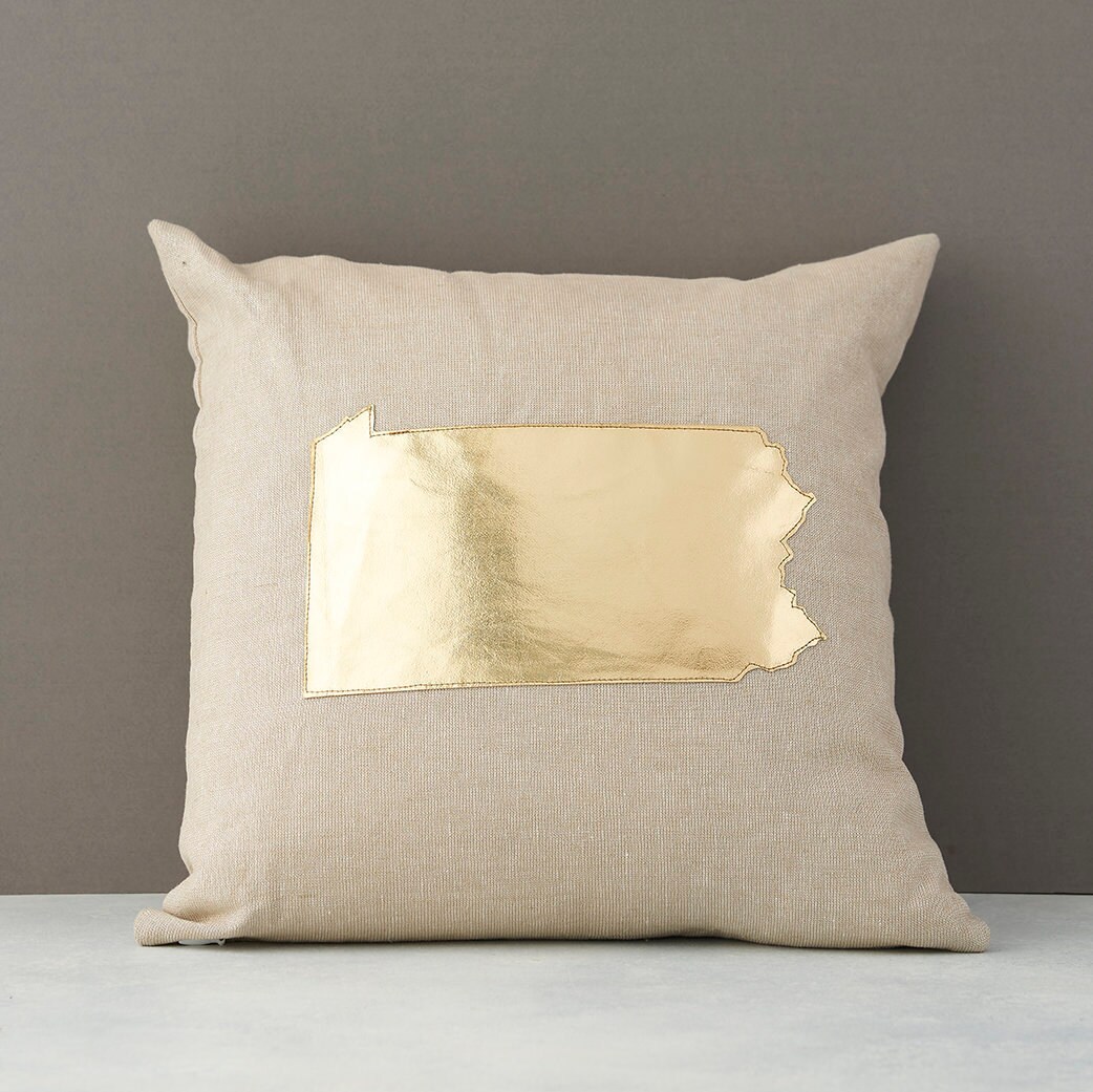 Oreiller de Jet Pennsylvanie, Oreiller Pennsylvanie Métallique d'or, Cadeau Pour Elle, Etsy, Aheirlo