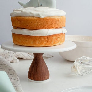 Support à gâteau de mariage robuste en bois de noyer support à gâteau blanc support à gâteau en bois blanc support à gâteau de 25 cm décoration de table de mariage moderne image 4