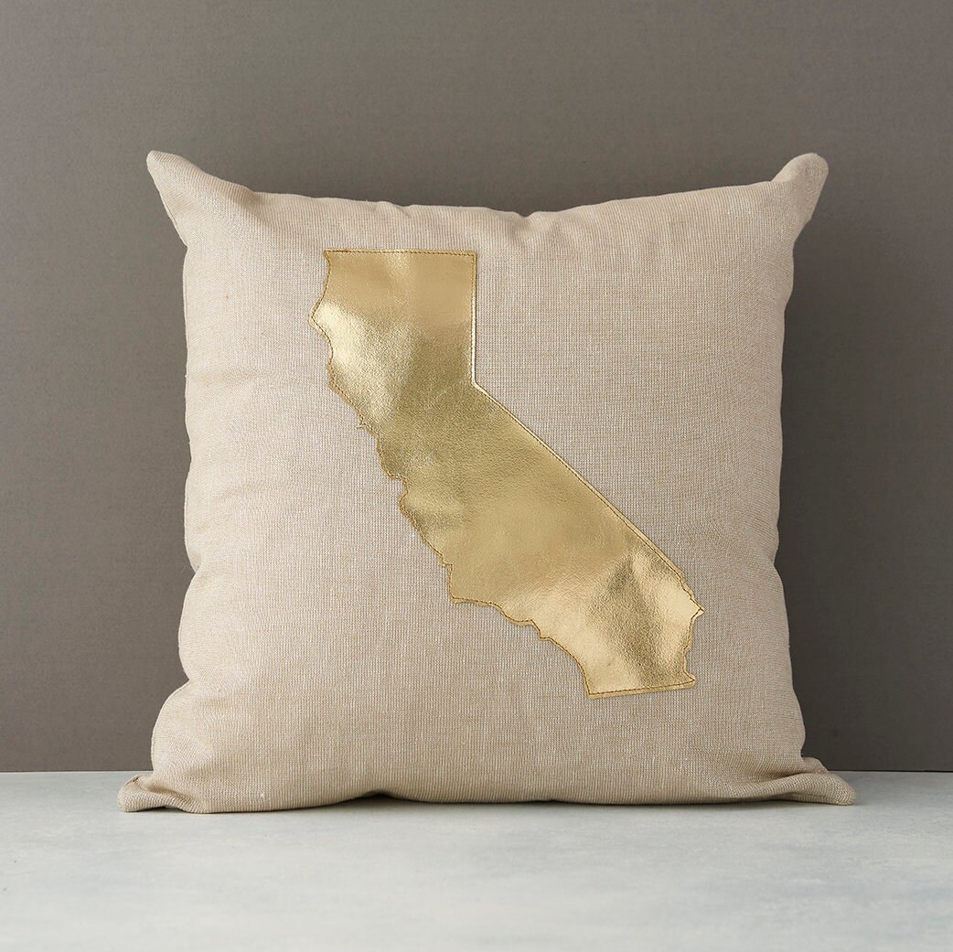 Oreiller de Jet La Californie, Oreiller Gold Metallic California, California Gift, Gift For Her, Ets