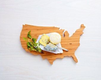 USA Cutting Board, Map Cutting Board, American Cutting Board, Bamboo Cutting Board, Wooden Serving Board, Custom MapBoard