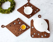 Kitchen Trivet in Walnut with Dots