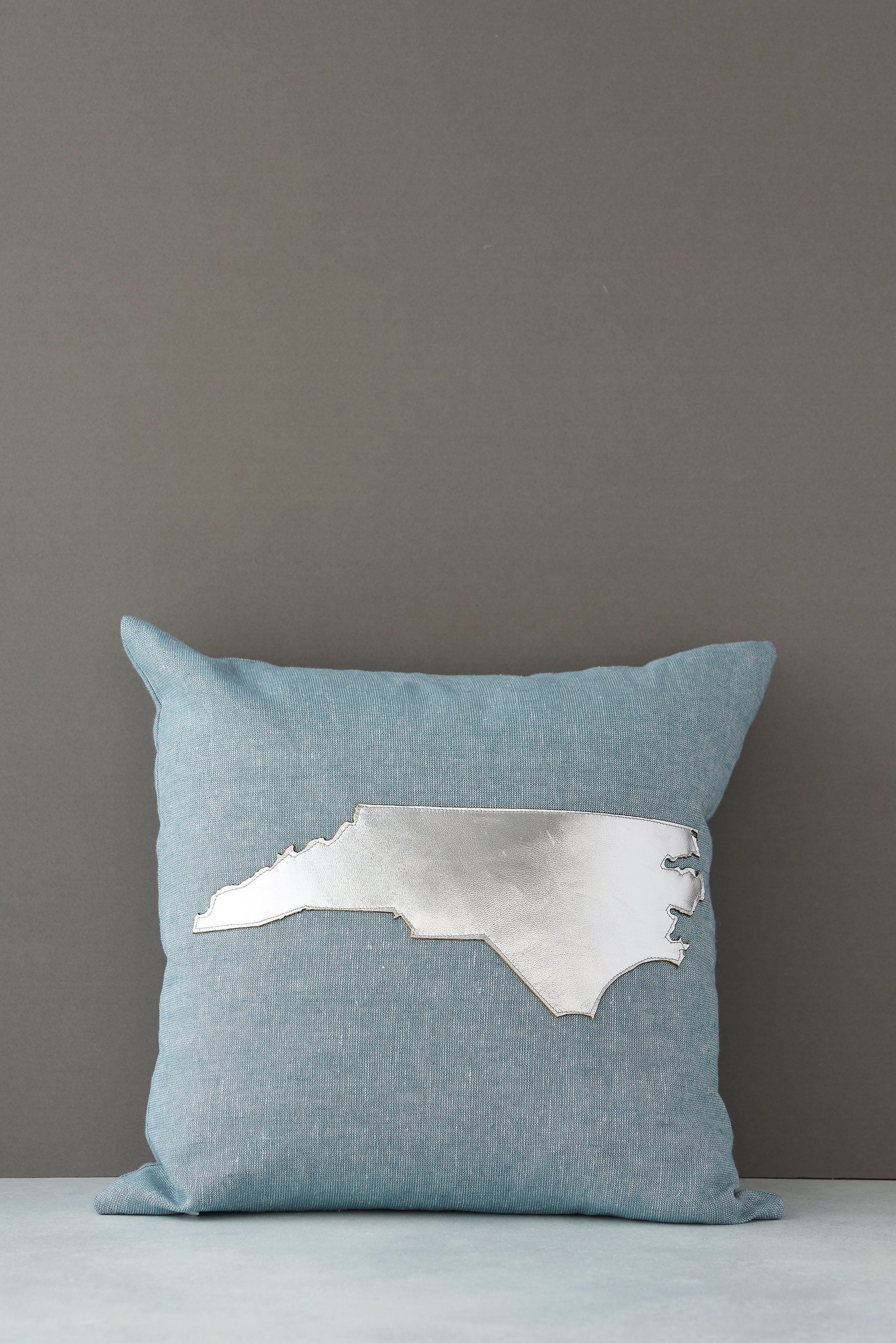 North Carolina Throw Pillow, Nc Silver Metallic Nc, Gift, Gift For Her, Etsy, Aheirloom, Throw Pillo