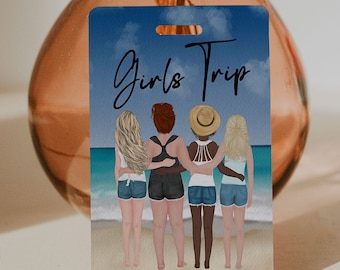 Personalized Aluminum Luggage Tag, Girls Trip, Beach Weekend, Custom Tag, Tropical
