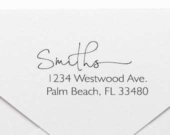 Calligraphy Return Address Stamp: Personalized Self-Inking or Wood
