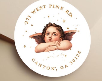 Christmas Return Address Label, Address Label Sticker, 2 Inch Circle Return Address Label, Wedding Stationery, Sticker, Envelope Seal
