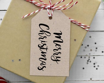 Christmas Gift Tag, Rustic Gift Tags with string, Holiday Gift Tags, PRINTED TAGS