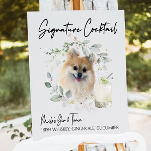 Pet Signature Drink Sign Wedding, Custom Cocktail Sign, Dog Wedding Decor, Cat Wedding Sign, Personalized Bar Sign