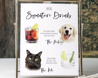 Pet Signature drink sign, Signature Cocktail Sign, Bar Menu, Wedding Sign