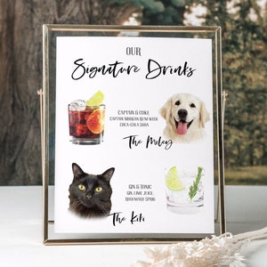 Pet Signature Drink Sign Wedding, Pet Cocktail Sign, Cat Signature Drink Sign, Dog Signature Drink Sign