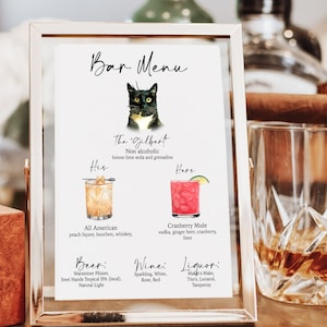 Pet Signature Drink Wedding Sign, Dog or Cat Bar Decor, Wedding Drink Menu, Personalized Wedding Bar Sign