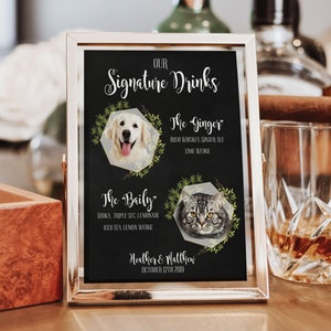 Pet Signature Drink Wedding Sign, Dog or Cat Bar Decor, Wedding Drink Menu, Personalized Wedding Bar Sign