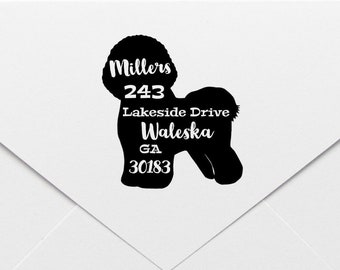 Bichon Frise Dog Address Stamp, Gift for New Home, Custom Stamp for Housewarming, Personalized Rubber Stamp