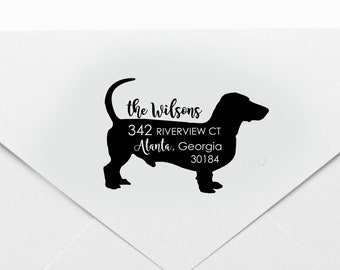 Dachshund Pet Address Stamp, Self Inking Stamp, Housewarming Gift