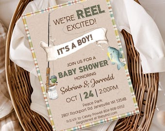 Fishing Baby Shower Invitation Template, Printable (Digital Download)
