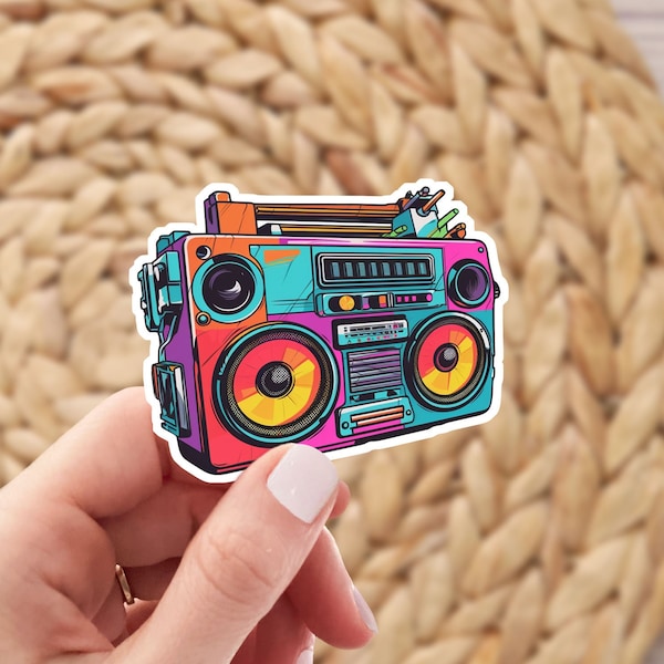 Retro Sticker, Vintage Sticker, 1980 Boom Box Retro Sticker, Waterproof sticker, Phone, Laptop, Planner