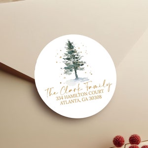 Christmas Tree Return Address Stickers, 2" Round Envelope Seal
