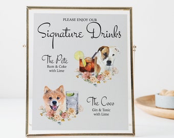 Pet Signature Drink Wedding Sign, PRINTED-ART-RIGID Board