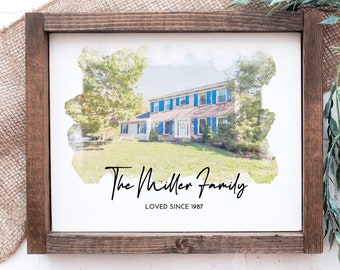 Custom Watercolor House Portrait, New Home Gift, Wall Art
