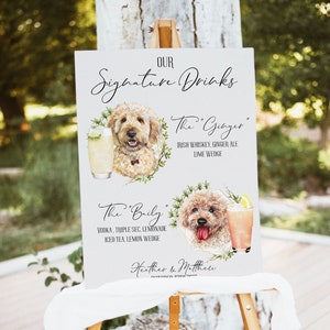 Pet Signature Drink Wedding Sign, Dog or Cat Bar Decor, Wedding Drink Menu, Personalized Wedding Bar Sign