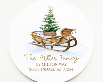 Christmas Return Address Sticker, 2 Inch Circle Sticker Set, Christmas address label stickers, Envelope Seal, Christmas Sticker