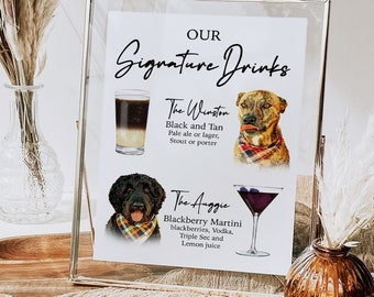 Pet Signature Drink PRINTED Sign, Dog Cocktail Sign, Cat Signature Drink Sign, Dog Signature Drink Sign, Pet Signature Drink Wedding