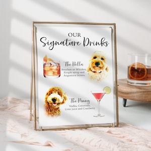 Wedding Pet Drink Menu Sign, Custom Dog Cocktail Sign, Personalized Bar Decor, Cat Wedding Sign