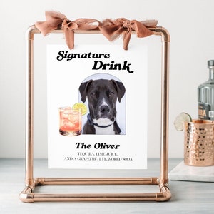 Signature Pet Drink Wedding Sign, Personalized Wedding Bar Decor, Dog Cat Cocktail Sign, Custom Drink Menu