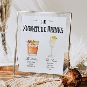 Signature Drink Sign Wedding, His and Her Wedding Bar Sign, Custom Cocktail Sign, Reception Bar Decor, Personalized Wedding Decor