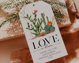 Cactus Floral Bridal Shower Gift Tags, Printed with String