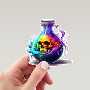 Halloween Sticker, Laptop Sticker, Scrapbook Sticker, Skull Potion Sticker, Spooky Sticker, Waterproof Vinyl Sticker