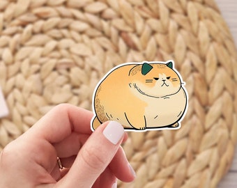 Fat Loaf Cat Sticker, Funny Pet Decal, Waterproof Vinyl