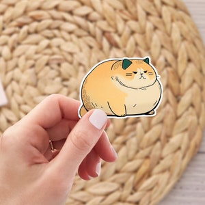 Fat Cat, Pet Sticker, Cat Lover Gift, Waterproof Vinyl Decals, Laptop Sticker, Weatherproof Sticker, Die Cut Sticker