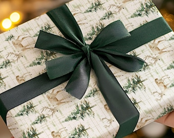 Deer and Forest Woodland Christmas Wrapping Paper Sheets, Holiday Gift Wrap, Festive Wrapping Paper, Christmas Sheets, Gift Wrap- 5 Sheets