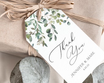 Thank You Eucalyptus Bridal Shower Gift Tag, PRINTED Gift Tags with string, Bridal Shower Favor Tag, Wedding Gift Tag